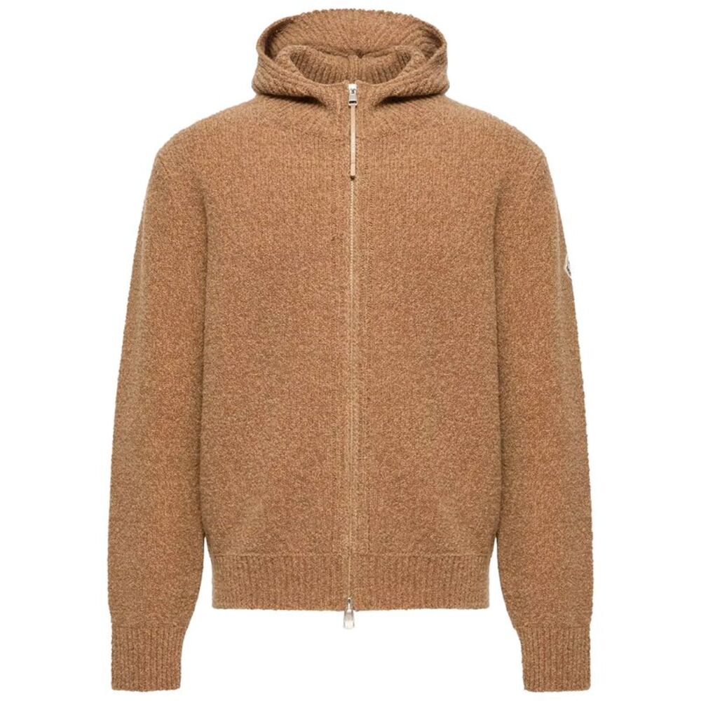 Moncler Men Felpa Con Zip E Cappuccio In Misto Lana Bouclé